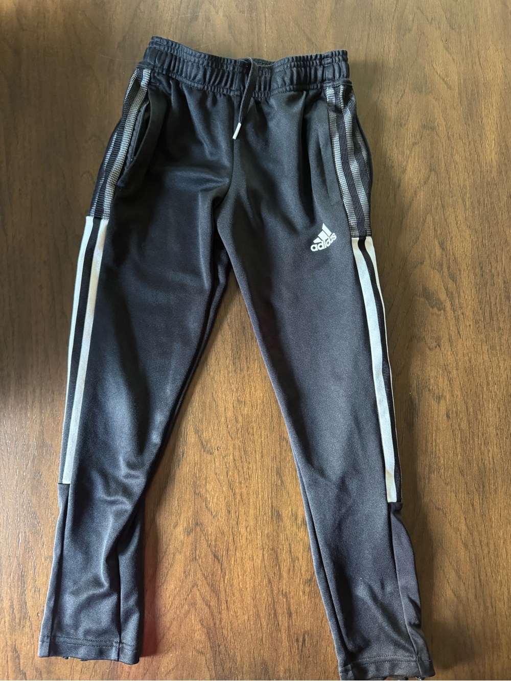 Adidas Kids Black Track Pants with White Stripes